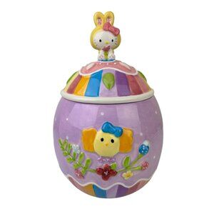 Blue Sky Hello Kitty Bunny on Egg Cookie Jar Canister Heather Goldminc Easter
